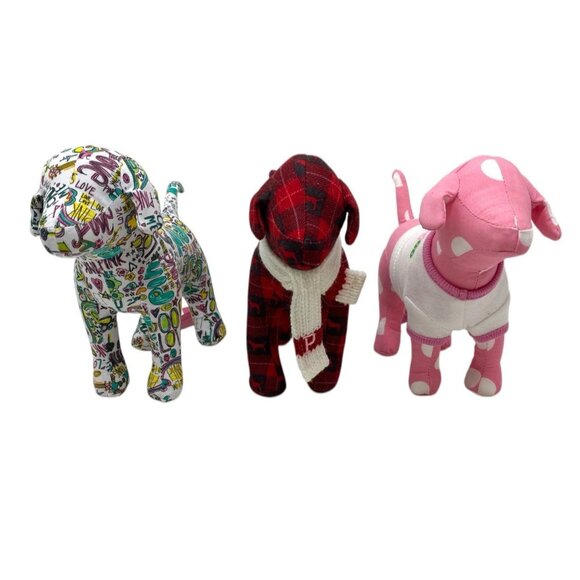 Lot of 3 Victoria's Secret PINK Small Dog Plush Collectible Colorful Fun - Picture 2 of 4